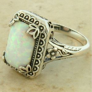 Australian <b>Opal</b> <b>Ring</b> <b>Silver</b> Bezel Setting Flower Design Everyday Wear Jewelry - Product Image 3
