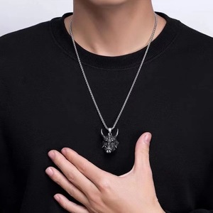 Vintage Punk Demon Samurai Ghost Anhänger Halskette für Männer Frauen Hip Hop Rock Party Zubehör Legierung <span class=keywords><strong>Ring</strong></span> Schmuck Geschenk - Product Image 4