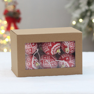 Bolas Decorativas para Árbol de Navidad, Tejidas en Tela, Rojas y Grises, Adornos Pequeños, Decoración Festiva - Product Image 5