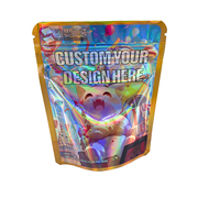 3.5g Cali Zipper Mylar Sac Forme Spéciale Die Cut Holograph Box pour Chewing-Gum Lait Gelée-Comestible avec Boîte