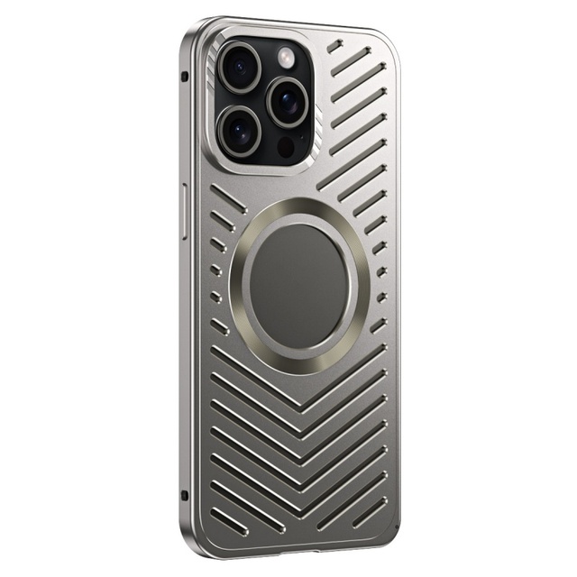 Aluminum Metal Heat Dissipation Magnetic Phone Case for iPhone 15 13 12 14 16 Pro Max Snap Type Removable Shockproof Cover