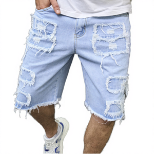 Pantalones Cortos de Playa Lisos Retro a la Moda para Hombre, Pantalones Cortos de Mezclilla, Tela de Algodón, Transpirables, de Secado Rápido, Casuales, OEM - Product Image 4