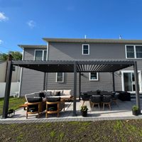 Pergola en aluminium avec toit à lames orientables, imperméable, revêtement poudré, rétractable, éclairage LED, bioclimatique, résistant à la neige, pour balcon, etc.