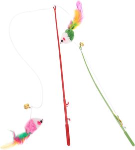 Random Color Funny Kitten Cat Interactive Toy <b>Rod</b> Bell Feather Cats Teaser Toy <b>Rod</b> Pet Cats Toys Stick - Product Image 1