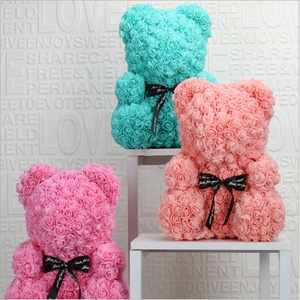 Commercio all'ingrosso personalizzato bella rosa <span class=keywords><strong>orsacchiotto</strong></span> fiore <span class=keywords><strong>di</strong></span> schiuma artificiale 40cm orso rosa con confezione regalo - Product Image 3