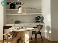 Table basse moderne en marbre personnalisée StoneSun Premium, meubles de salon en pierre pour villas, appartements et usage domestique