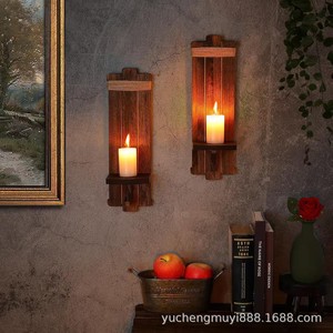 Wooden Candle Holder Bracket <b>Wall</b> <b>Mount</b> Rectangle <b>Shelf</b> For Indoor Decor Halloween Aromatherapy Candle Display Multipurpose - Product Image 2