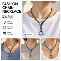Chaîne pendentif cœur vintage cubain réglable et sécurisée, petite chaîne pour un usage quotidien, pour hommes et femmes