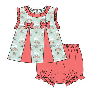 Set di <span class=keywords><strong>abbigliamento</strong></span> personalizzato per ragazze stile dolce senza maniche Top Design a fiocco 2 pezzi abiti corti comodi in tessuto <span class=keywords><strong>abbigliamento</strong></span> per ragazza - Product Image 3