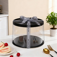 Boîte d'emballage en plastique PET transparent de 4 pouces, en matériaux recyclés écologiques, avec gaufrage, pour gâteaux d'anniversaire et de célébration, vente en gros