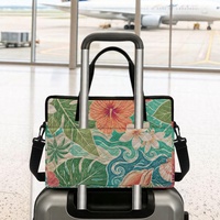 Sac pour ordinateur portable matelassé à imprimé floral Tahitian Tiare, pour ordinateur de 14 à 16 pouces, avec poignées et bandoulière