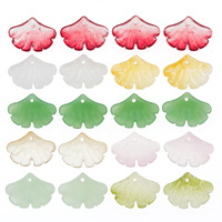 Pendentif feuille de Ginkgo en verre soufflé laqué, perles détachées, breloque DIY, faux-jade, accessoires vintage pour épingles à cheveux