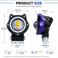 Phare LED de moto Owl Design à double faisceau blanc et jaune, avec yeux d'ange et de démon DRL, étanche IP67, 9-30V 40W, lumière auxiliaire