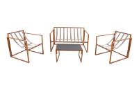 Meubles d'extérieur modernes Ensemble de table à manger en métal confortable à 4 pièces pour patio Loisirs Imperméable Cadre en fer pour hôtel Salon