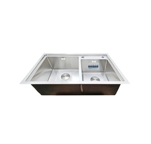 Évier de cuisine double en acier inoxydable Vietnam Equal, design moderne, sans robinet, installation sous plan, encastrable - Product Image 2
