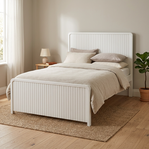 Sommier plateforme en bois Radiata/MDF - Support robuste, conception silencieuse, empreinte compacte pour appartement (Blanc/Noir) - Product Image 1