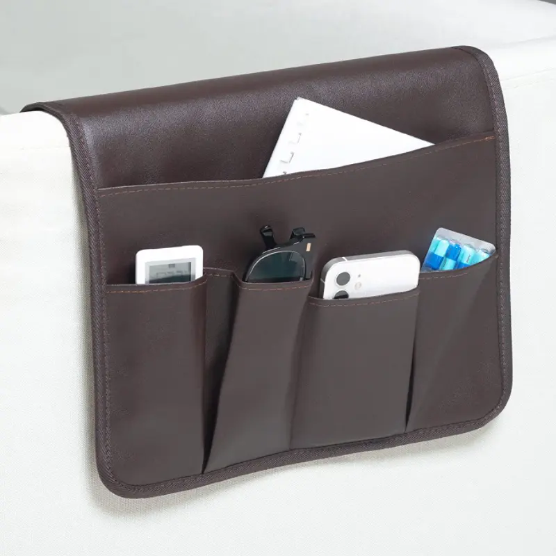 PU Leather Sofa Armrest Organizer Poltrona Magazine Titulares Impermeável Remote Magazine Phone Holder Storage Bag