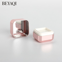 Boîtier vide carré rose brillant pour fard à paupières, blush, illuminateur, poudre libre, avec matériaux recyclés