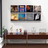 Lot de 8 supports muraux flottants pour disques vinyles noirs de 12 pouces Porte-disques vinyles en acrylique Présentoir mural pour disques vinyles