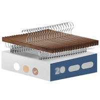 Cintres en bois pour pantalons, lot de 10, avec pinces réglables, crochet pivotant antidérapant, organisateur de placard peu encombrant pour jeans et jupes