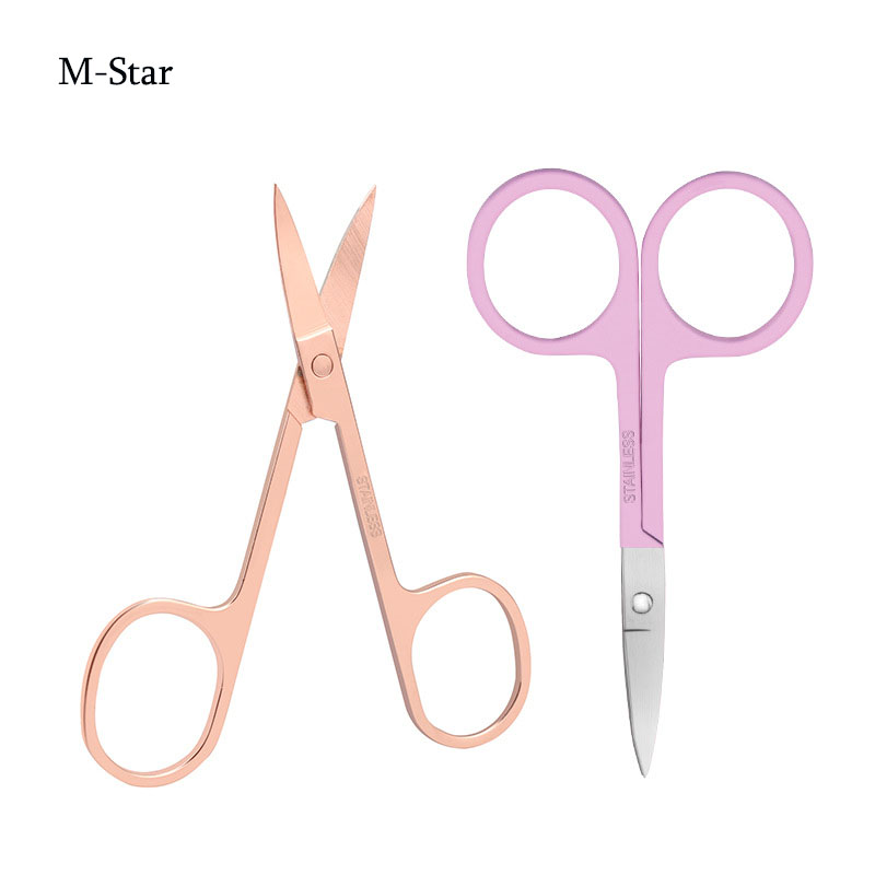 Бестселлер OEM/ODM изогнутые ножницы для бровей с розовым дорожным чехлом Пинцет для ресниц с индивидуальной упаковочной коробкой