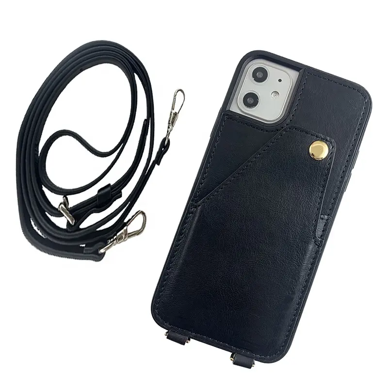 High Quality Waterproof Shockproof Leather Detachable Crossbody Strap Mobile Phone Cover For IPhone 13