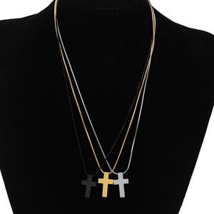 New Fashion <b>Titanium</b> Steel Cross Pendant Necklace Simple Niche Design Gold Silver Plated Unisex's Necklaces Wholesale Jewelry - Product Image 1