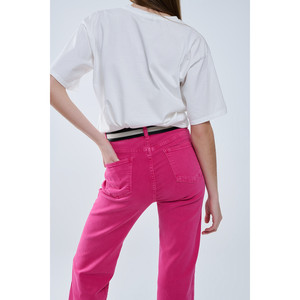 Pantalon droit à ourlet court en magenta - Product Image 5