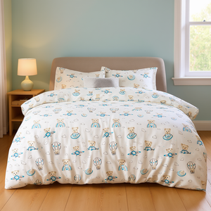 ชุดเครื่องนอนเด็กเท็ดดี้ดรีมแลนด์ ลายการ์ตูน ผ้าฝ้ายเนื้อนุ่ม ชุดเครื่องนอนสำหรับห้องนอนเด็ก ผู้ผลิต OEM - Product Image 1