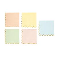 Serviettes jetables en pâte de bois 18 g/m² pour restaurant, 10x10 pouces, 3 plis, festonnées, effet feuille d'aluminium, couleurs pastel arc-en-ciel, format carré, style sac, 4 plis