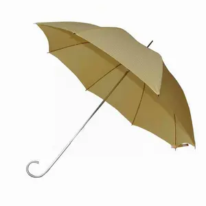 프로 업자 밝은 노란 우산 수동 오픈 골프 우산 실버 알루미늄 프레임 우산