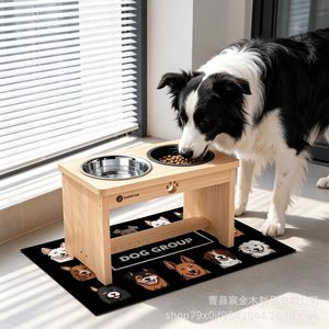 Comedero de Madera para Perros Shainfun de 20 cm, Soporte Elevado con Doble Tazón para Comida y Agua para Perros y Gatos - Product Image 4