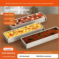 Moule à tiramisu rectangulaire en acier inoxydable léger, facile à démouler, base à gâteau, plateau long en forme de bande, ensemble d'outils spatule