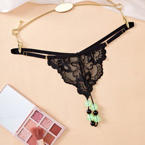 String sexy en dentelle noire Ding Zhi Mei, perles qui brillent dans le noir, lingerie féminine. - Product Image 2