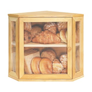 Bamboo Bread Box Double Layer Transparent Storage Cabinet <b>Kitchen</b> Corner Food Storage For Cake Bread Pastry - Product Image 3