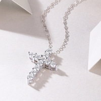 Collier ras du cou en argent 925 style Instagram, chaîne de clavicule élégante et luxueuse, pendentif croix de la foi en moissanite