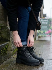<span class=keywords><strong>Botas</strong></span> Negras Cómodas para Niños, <span class=keywords><strong>Botas</strong></span> de Tobillo con Cordones, Detalle de Hebilla, Cierre Lateral con Cremallera, Calzado Informal - Product Image 5
