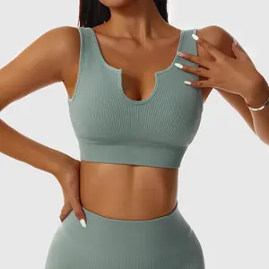 New Arrival Women Sexy U Neck Yoga Tops High Impact Outdoor Seamless Sports Bras