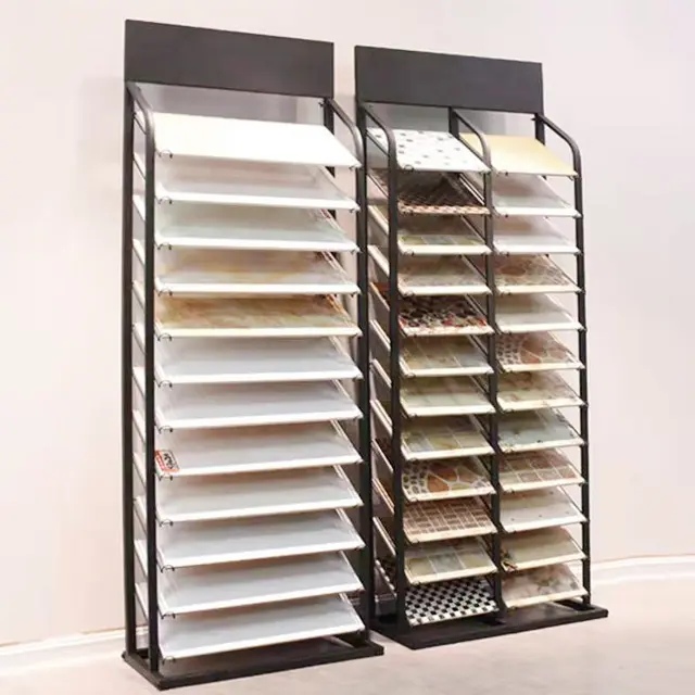 Custom Sliding Fliesenboden Muster Metall Display Rack steht für Showroom und Store