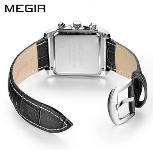 Megir 2028 Original Brand Casual Leather Chronograph Quartz <b>Watches</b> Luxury Fashion Square Wrist <b>Watch</b> for <b>Men</b> Reloj Para Hombre - Product Image 6