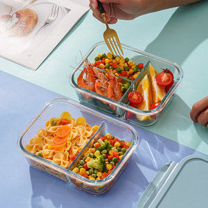 Boîte à lunch <span class=keywords><strong>en</strong></span> <span class=keywords><strong>verre</strong></span> Bento ÉCO-FRIENDLY, récipient de stockage <span class=keywords><strong>en</strong></span> <span class=keywords><strong>verre</strong></span> pour la cuisine, couvercles verrouillables, design minimaliste, compatible micro-ondes et lave-vaisselle - Product Image 1