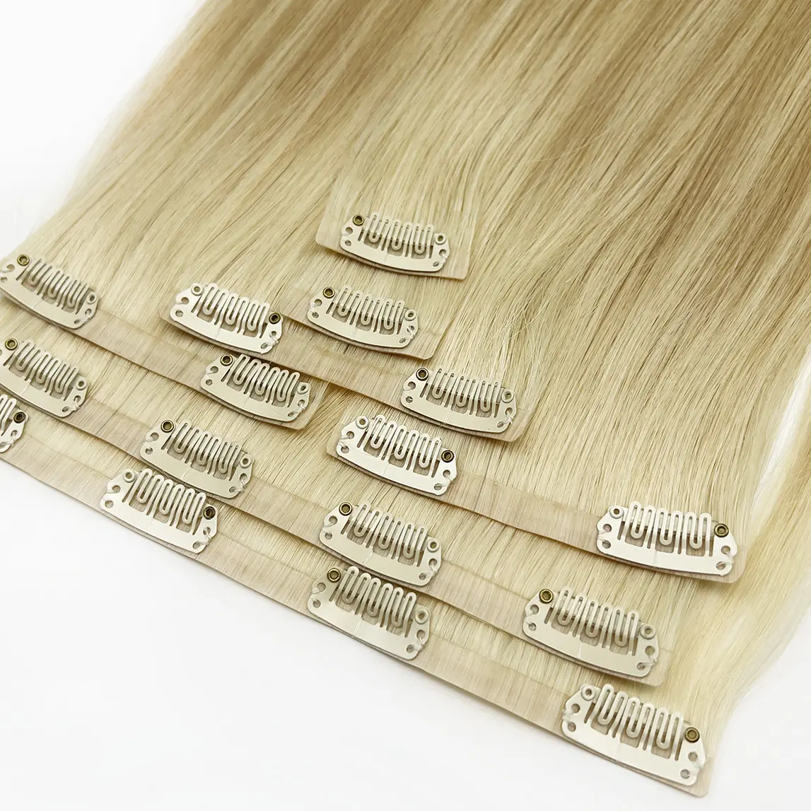 Fabriek Groothandel Luxe Top Kwaliteit Remy Menselijk Haar Onzichtbare Naadloze Clip In Hair Extension 100% Menselijk Haar