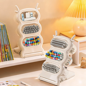 Pen Holder With Slanted Insert Multi Functional Stationery Storage Box For Kids Desk Organizing Watercolor Pens Markers Plastic - Product Image 1