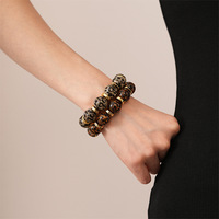 Bracelet extensible en acrylique à imprimé léopard rétro, motif animal vintage, bijoux pour femmes, cadeau élégant haut de gamme