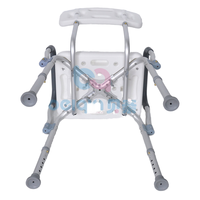 Chaise de douche médicale BQ406A avec accoudoirs rembourrés, dossier amovible, pieds réglables, robuste, capacité de 136 kg pour la sécurité dans la baignoire