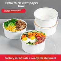 Bols à salade en papier kraft écologiques jetables, épaissis, avec logo personnalisé imprimé, avec couvercles, pour collations, bonbons, fast-food, biscuits, sucre