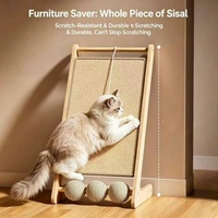Griffoir pour chat en forme de L, tapis à griffer pour chat, rampe à griffer pour chat, jouet à griffer en bois pour chat, planche à griffer pour chat avec boule en sisal