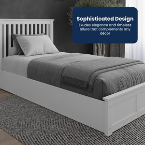 <span class=keywords><strong>Letto</strong></span> singolo moderno <span class=keywords><strong>con</strong></span> struttura in legno massello bianco <span class=keywords><strong>con</strong></span> contenitore sottostante aggiunge eleganza di lusso protettiva finitura liscia - Product Image 2