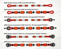 Cordage d'amarrage simple point en nylon DOUBLE BRAID 12/48, 144 mm, haute résistance, anti-abrasion, avec lacet sur flotteurs