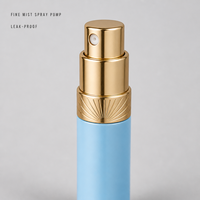 Flacon de parfum vide style stylo fin, bouchon doré et étiquette ornée bleu ciel, vaporisateurs rechargeables en gros avec logo personnalisé